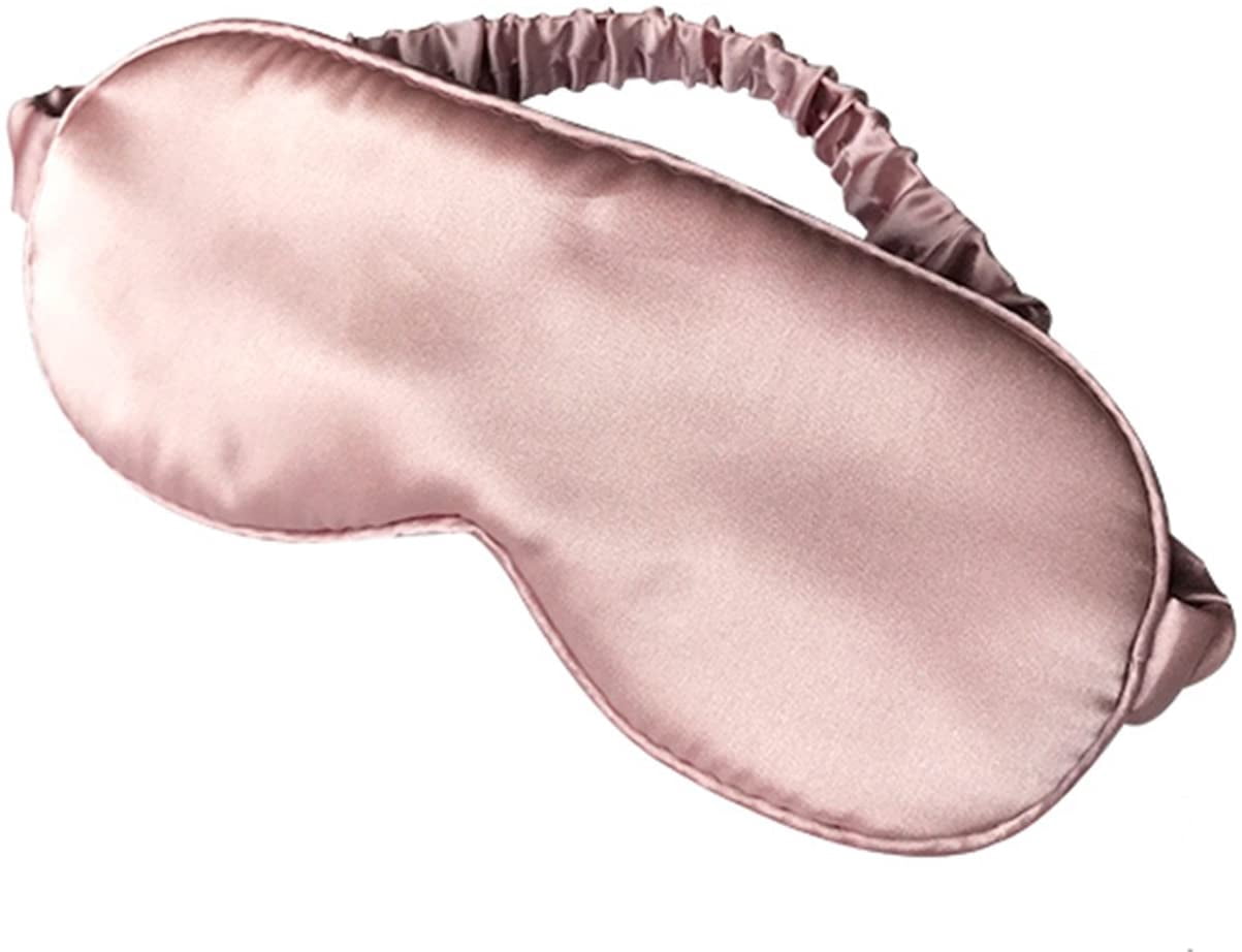 Mulberry Silk Sleep Eye Mask Blindfold with Adjustable Strap, Soft Eye Cover for Women Men Night Sleeping, Travel, Nap(Black)
