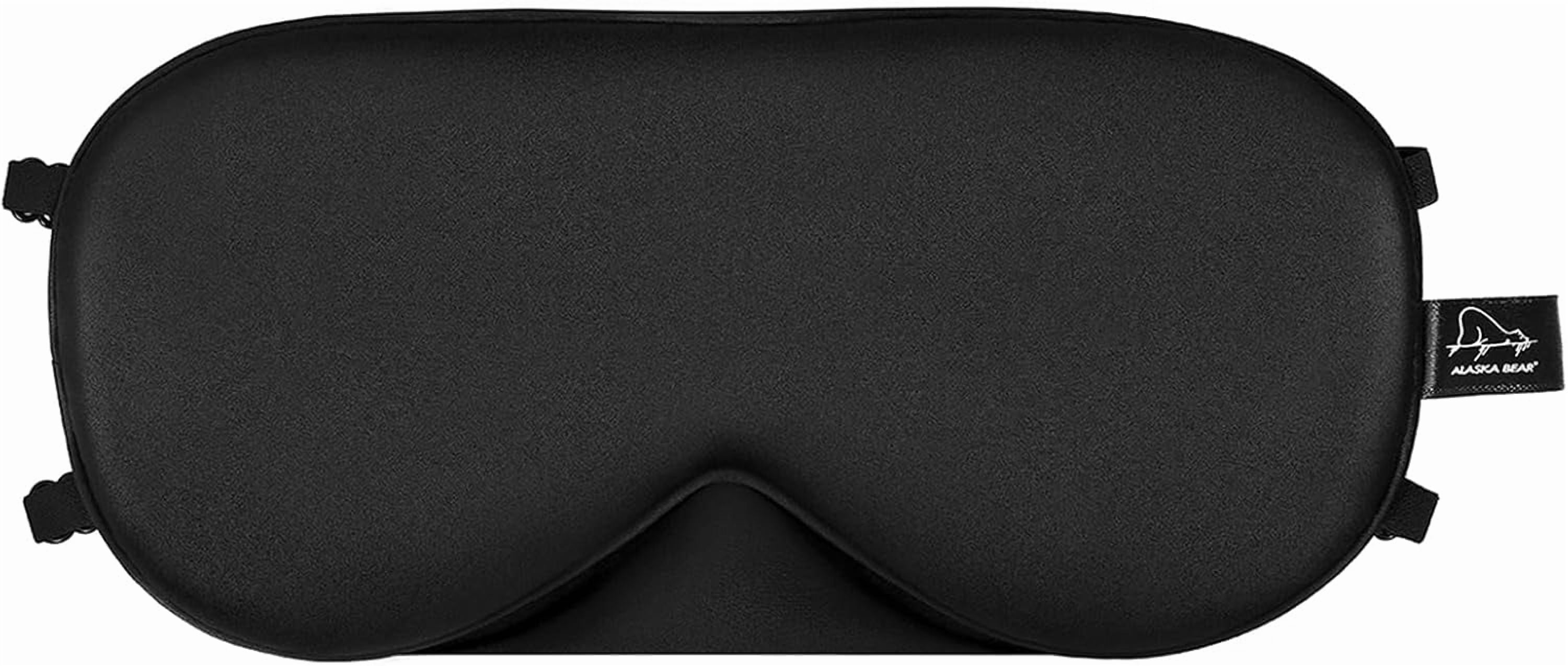Mulberry Silk Sleep Mask with 2 Adjustable Straps, Black Light Blocking Eye Cover