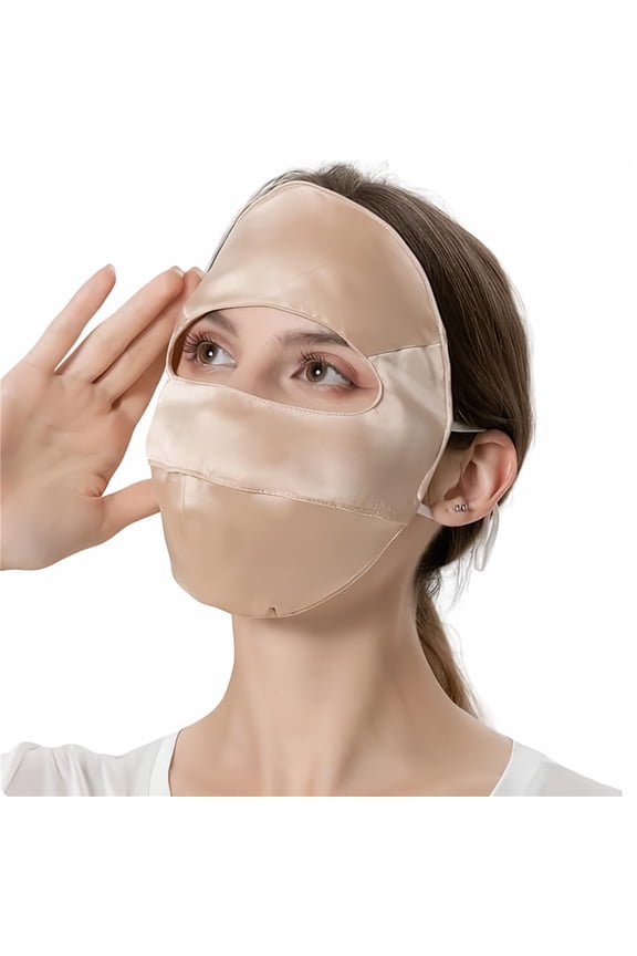 Mulberry Silk Sun Protection Face Mask with Forehead Coverage - UPF 50+ Lightweight Facial Shield for Outdoor Protection