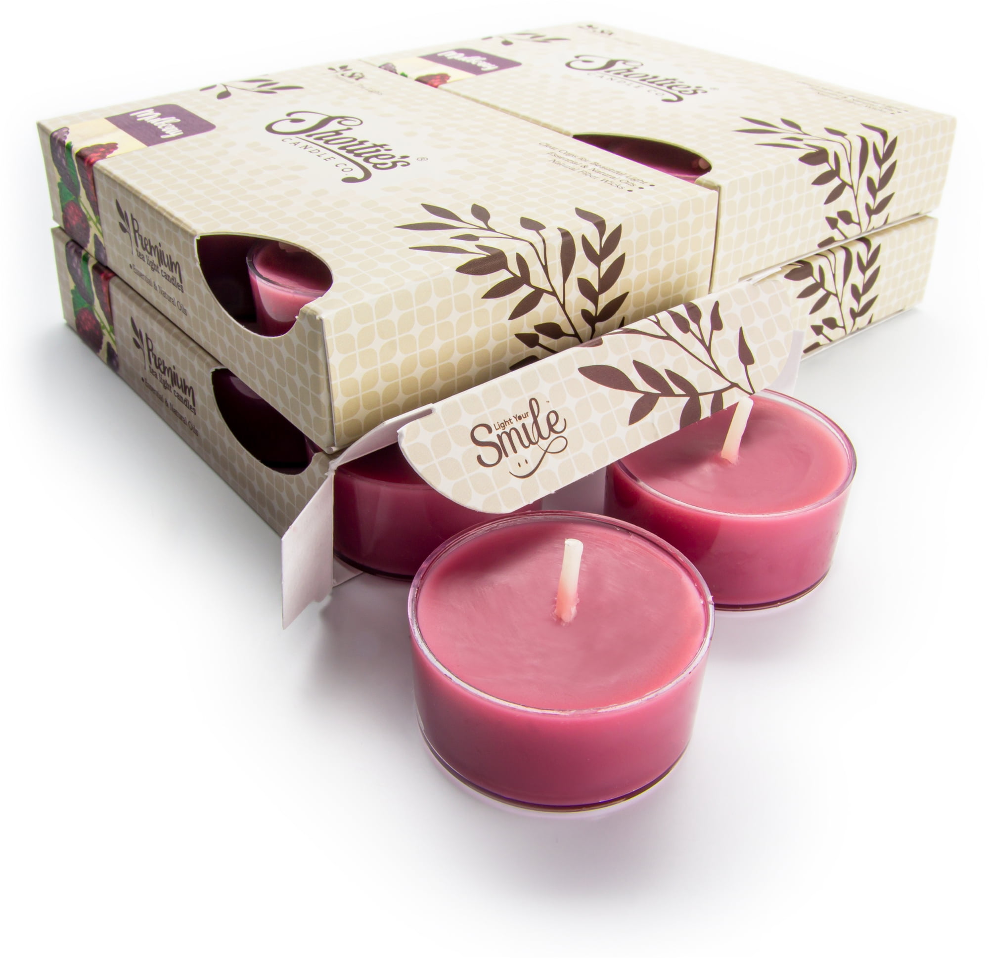 Mulberry Tealight Candles Bulk Pack 24 Dark Red Premium Scented Tea Lights Shortie's Candle