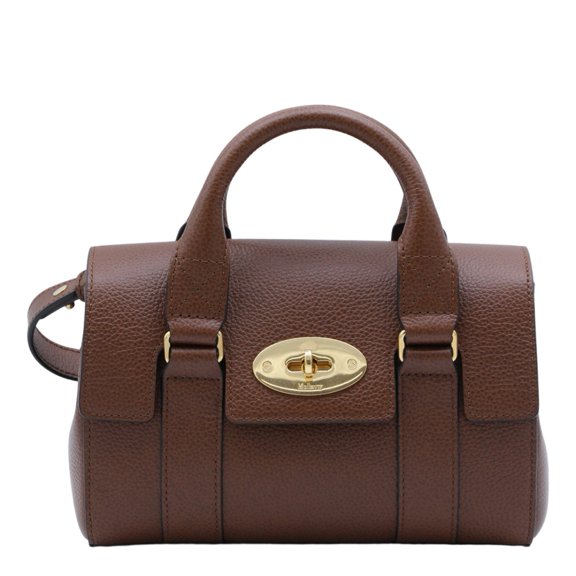 Mulberry Women's Structured Handbag In Rich Brown Pebbled Leather With Gold-Tone Accents Black