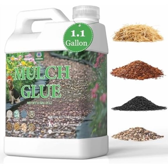 Mulch Glue for Landscaping 1.1Gallon, Rock Glue Pea Gravel Stones Binder, Long-Lasting Strong Safe Bond Lock Rubber Mulch for Cypress, Lawn, Patio, Garden$$Tools & Hardware Other