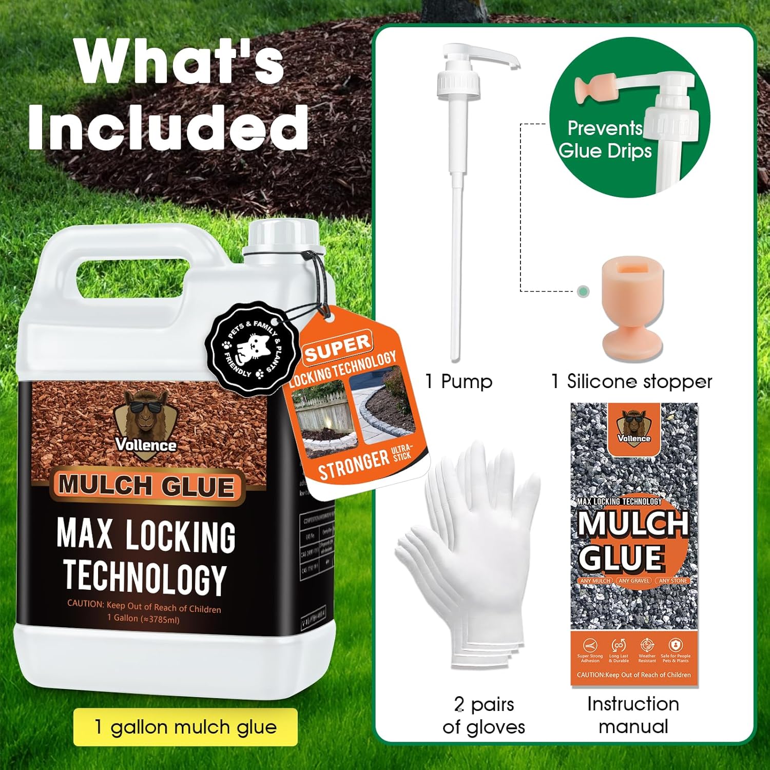Mulch Glue for Landscaping, 1 Gallon Rock Glue, No Dilution Needed Non ...