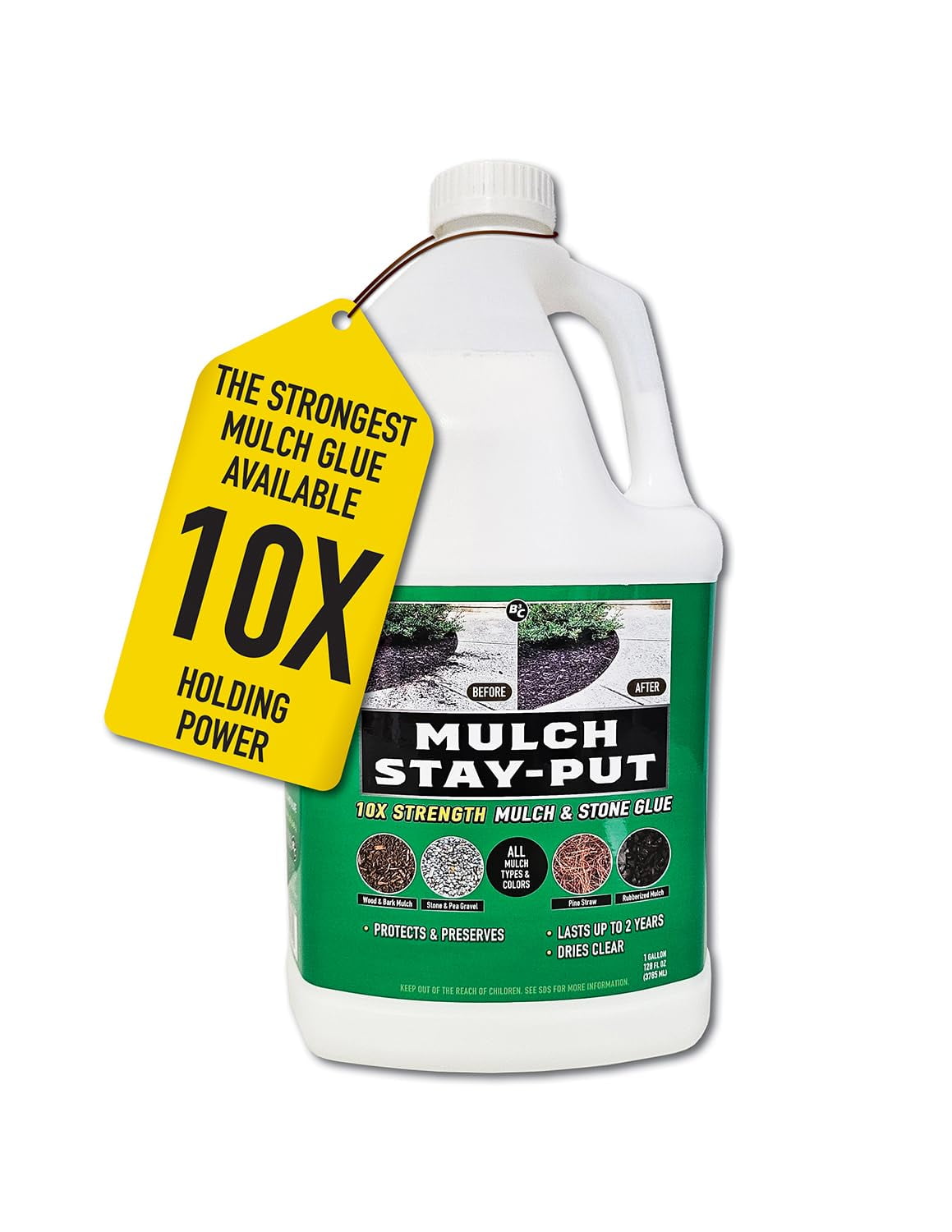 Mulch StayPut Mulch Glue, Stone Glue & Preservative for Landscaping