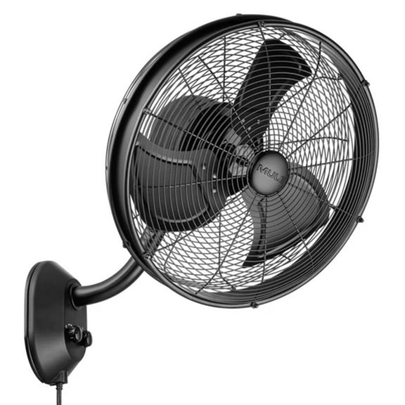 Mule 18 Inch Wall Mount Outdoor Oscillating Wet Rated Airflow Fan, Matte Black