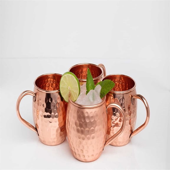Mule Cup 304 Stainless Steel with Copper Finish Hammered Glass for Moscow Mule Cold Beverage Bar Home Kitchen