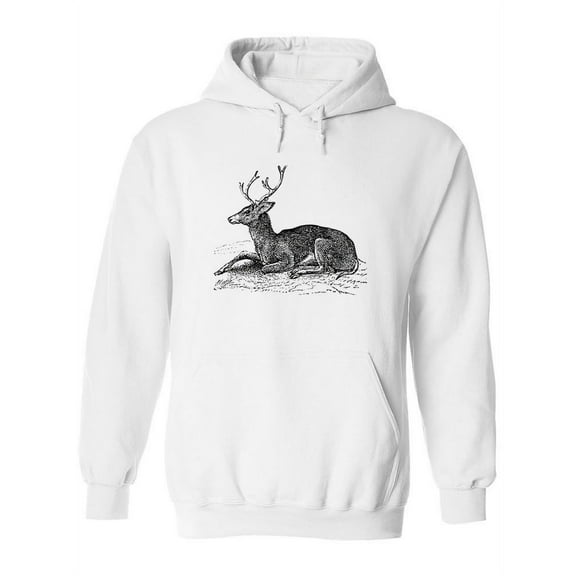 Mule Deer Pencil Drawing Hoodie Women -Image by Shutterstock, Female XX-Large