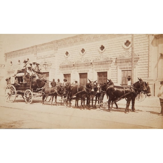 Mule-Drawn Mud Wagon Stagecoach With Armed Guards Poster Print by A.S. Addis (18 x 24)