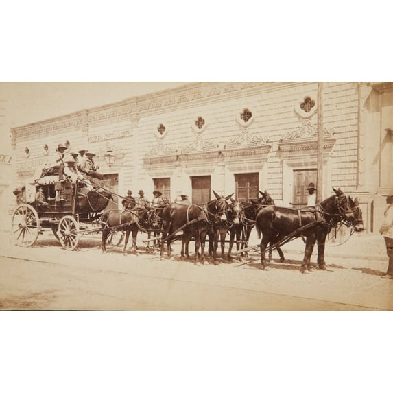 Mule-Drawn Mud Wagon Stagecoach With Armed Guards Poster Print by A.S. Addis (18 x 24)