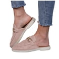 thumbnail image 1 of Mule Sandals for Women Rhinestone Chain Suede Slides Loafers Closed Round Toe Casual Summer Slip on Walking Shoes Pink Size 8, 1 of 9