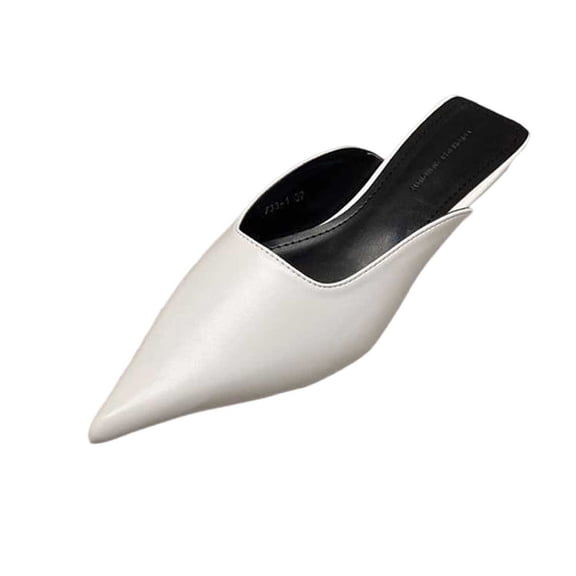 Mule Slippers for Women,Slingback Buckle Pumps Pointed Toe Kitten Heels Shoes Slides Backless Dress Sandals,Color:White,Size:6