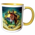 thumbnail image 1 of 3drose, Mule Surrounded by a Wreath of Yellow Jasmine Tattoo Style Art, 11oz Two-tone Yellow Mug, 1 of 6