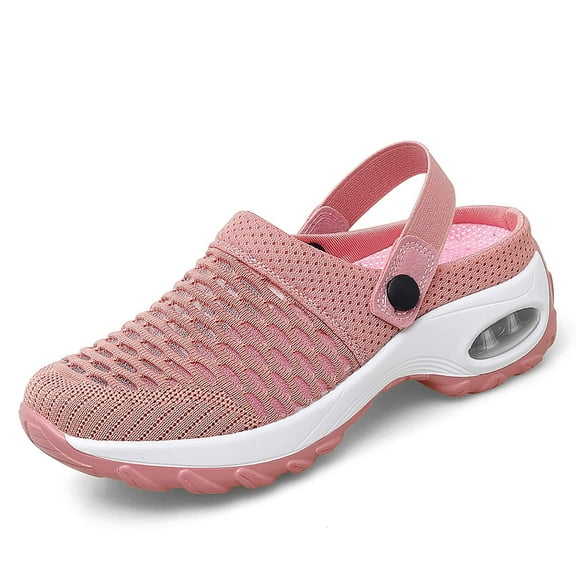 Mules Clogs for Women Air Cushion Platform Mesh Mules Sneaker Sandals for Lady Lightweight Beach Shoes Outdoor Slippers Walking Shoes