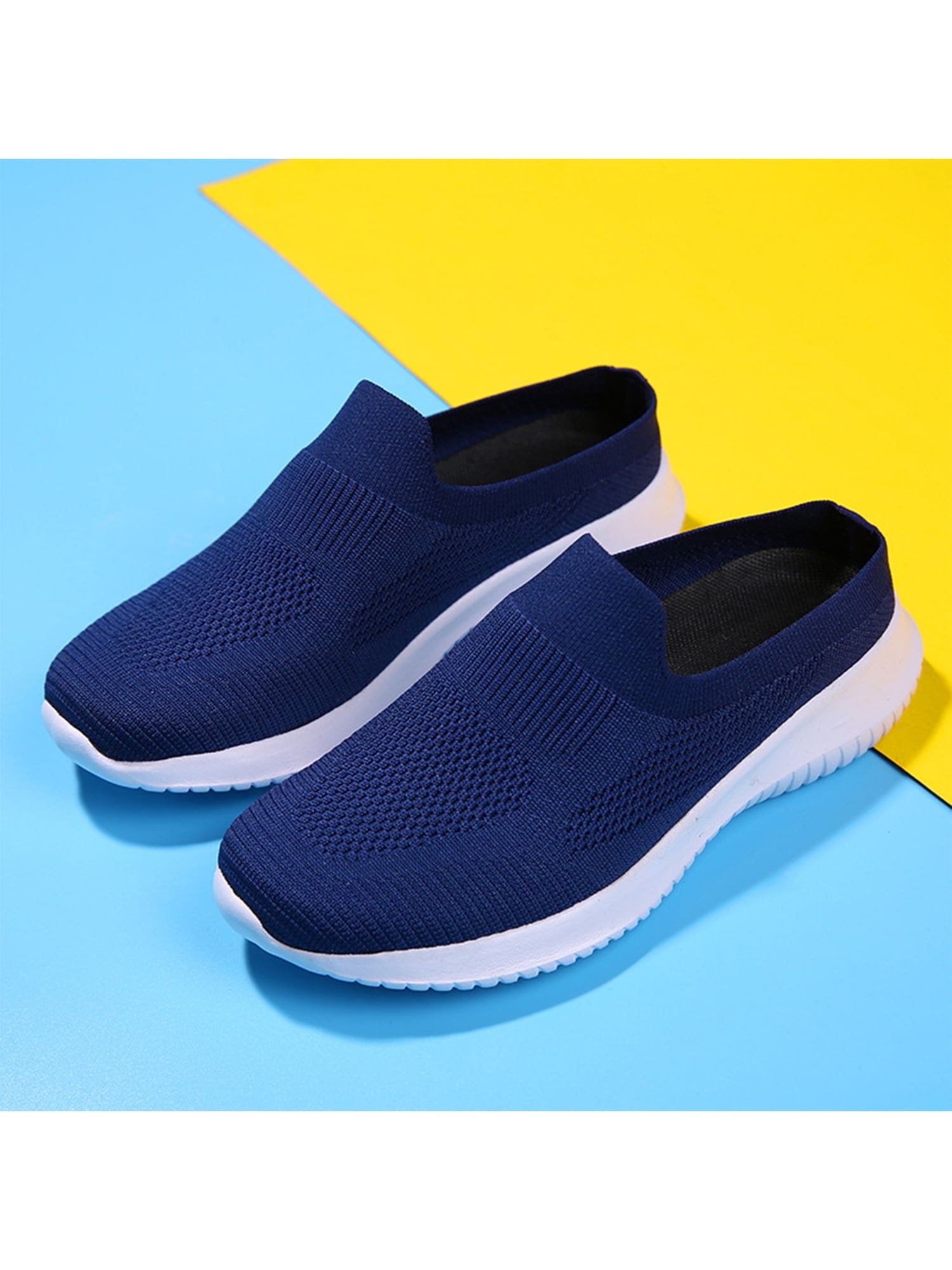 Mules Shoes for Women Slip on Sneakers Backless Walking Shoes Blue# 9 ...