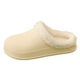 thumbnail image 1 of Mules Slippers for Women Men Winter Fuzzy Lined Waterproof Indoor Outdoor Slip on Shoes Casual Warm Memory Foam Platform Slides Beige Size 10, 1 of 4