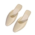 thumbnail image 1 of Mules for Woman Comfortable Pointed Toe Backless Loafers Flat Mule Business Casual Shoes Slides Slip on Beige 38, 1 of 5