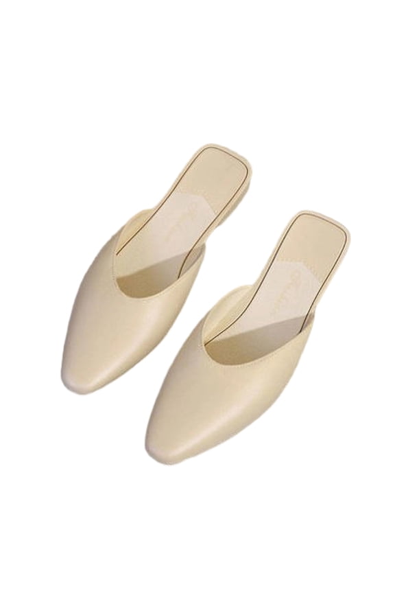 Mules for Woman Comfortable Pointed Toe Backless Loafers Flat Mule Business Casual Shoes Slides Slip on Beige 40