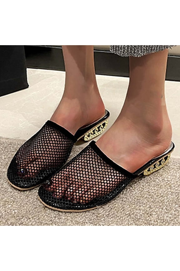Mules for Woman Pointed Toe Women's Comfort Slides Lightweight Sandals Elegant Slip On Casual Walking Slippers Black 7