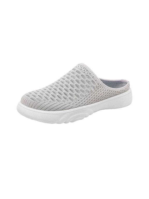 Mules for Women 2026 Summer Slip On Closed Toe Shoes Breathable Lightweight Clogs Mesh Slippers Walking Shoes Backless Sneakers(Grey,7)