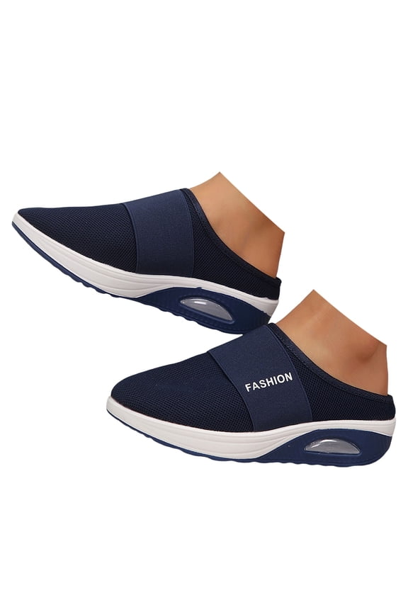 Mules for Women Breathable Orthopedic Sandals Comfy Arch Support Soft Sole Walking Shoes Casual Antislip Slip on Slides Slippers Dark Blue Size 9