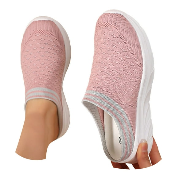 Mules for Women Fashion Woven Sneakers Slip on Walking Shoes Lightweight Breathable Comfortable Casual Flats