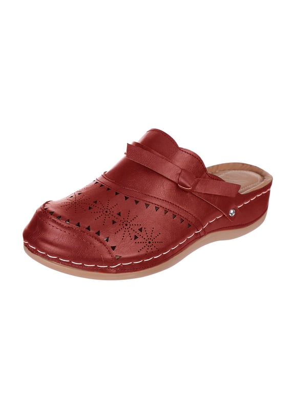 Mules for Womens Comfortable Slip on Garden Work Shoes with Adjustable Strap Breathable Summer Shoes