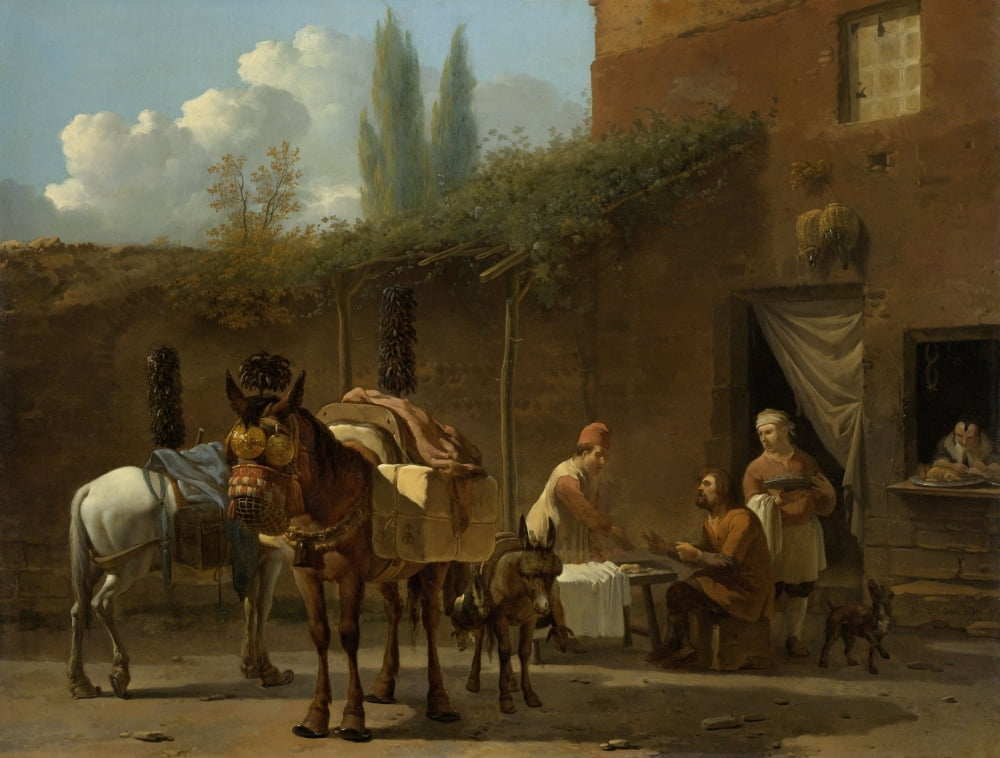 Muleteers At An Inn Canvas Art - (24 x 18)