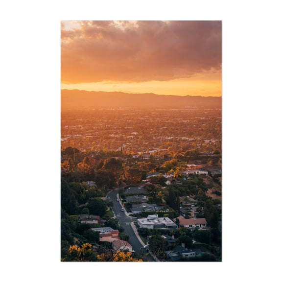 Mulholland Sunset 04 - California Photography Sunset Scenic Landscape City Nature Travel Poster Autumn Unframed Wall Art Print 4 x 6 inches