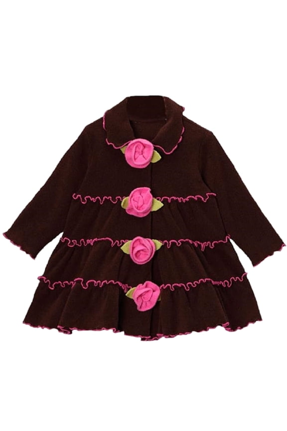 Muliberri Bush Brown Tiered Little Girls Ruffled Jacket-Large (6)