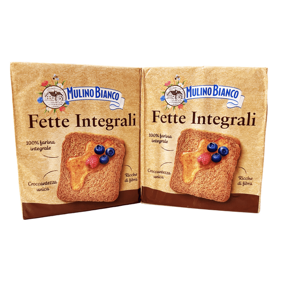 Mulino Bianco: " Le Integrali " Fette Biscottate 36 count - Rusks integrals. Italian Toast - 11.11 Oz (315g) Pack of 2