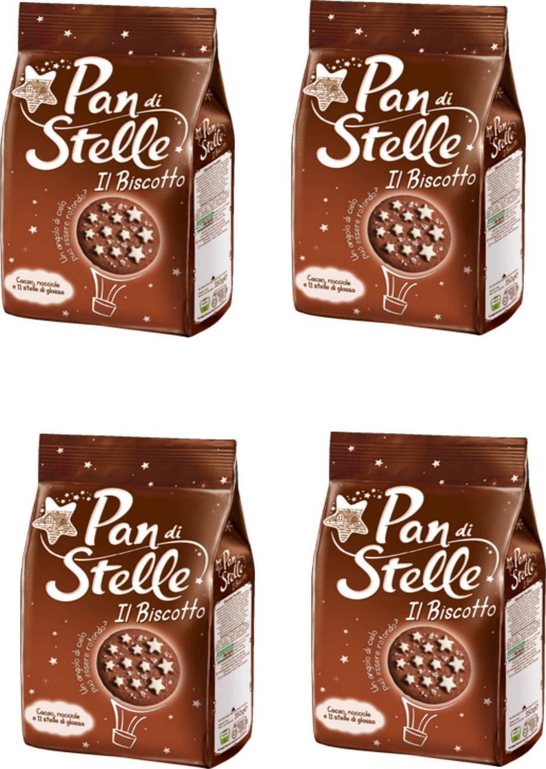 Mulino Bianco: "Pan di HHA1Stelle" biscuit with cocoa , hazelnuts and many magical starlets of icing - 12.34 Oz (350g) Pack of 4 [ Italian Import ]