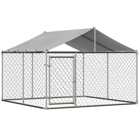 Mulinsonfly Heavy-Duty Outdoor Dog Kennel 118" x 118" x 71" with Lockable Door & Waterproof Roof for Yard & Farm