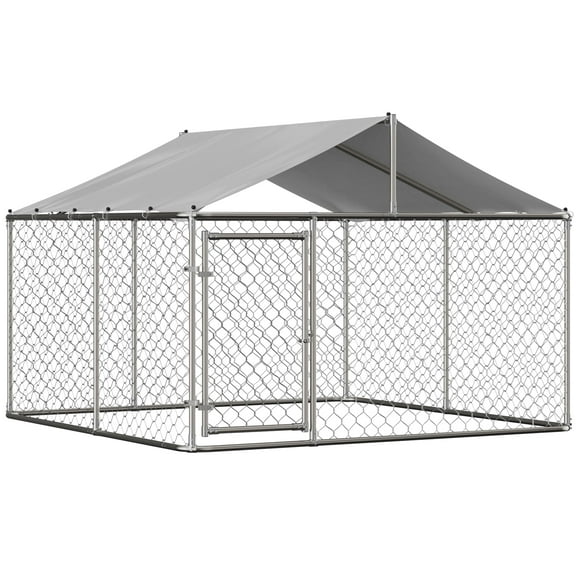 Mulinsonfly Heavy-Duty Outdoor Dog Kennel 118" x 118" x 71" with Lockable Door & Waterproof Roof for Yard & Farm
