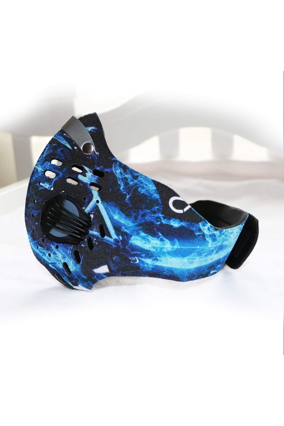 Muliti- Purrpose Dust Masks Sports Face Cover with 1 Filters. Reusable, Washable Unisex, Suitable for Outdoor Sports, Cycling, Hiking, Jogging, Carpentry Work (TD04 - Black/Blue)