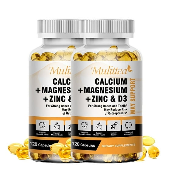 Mulittea Calcium Magnesium Zinc D3 - 240 Tablets Supplement - for Strong Bones & Teeth - Heart, Nerve & Immune Function Support