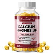 Mulittea Calcium Magnesium Zinc with D3, Bone & Muscle Support, 120 Count