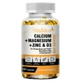 thumbnail image 1 of Mulittea Calcium Magnesium Zinc with Vitamin D3 Supplement, Strong Bones, Teeth & Heart, Easy to Swallow, 120 Capsules, 1 of 9