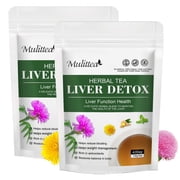 Mulittea Liver Detox Tea with Dandelion Root, Milk Thistle & Turmeric for Colon Liver Detox & Cleanse, Support Metabolism & Gut Health, 84 Days Supply