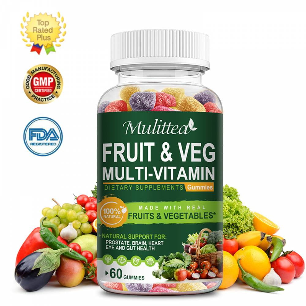 Mulittea Natural Fruit and Vegetable Complex Gummies,Rich In