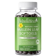 Mulittea Natural Mullein Leaf Softgels Herbal Supplement for Lung Cleanse, Supports Healthy Respiratory Function, 120 Count