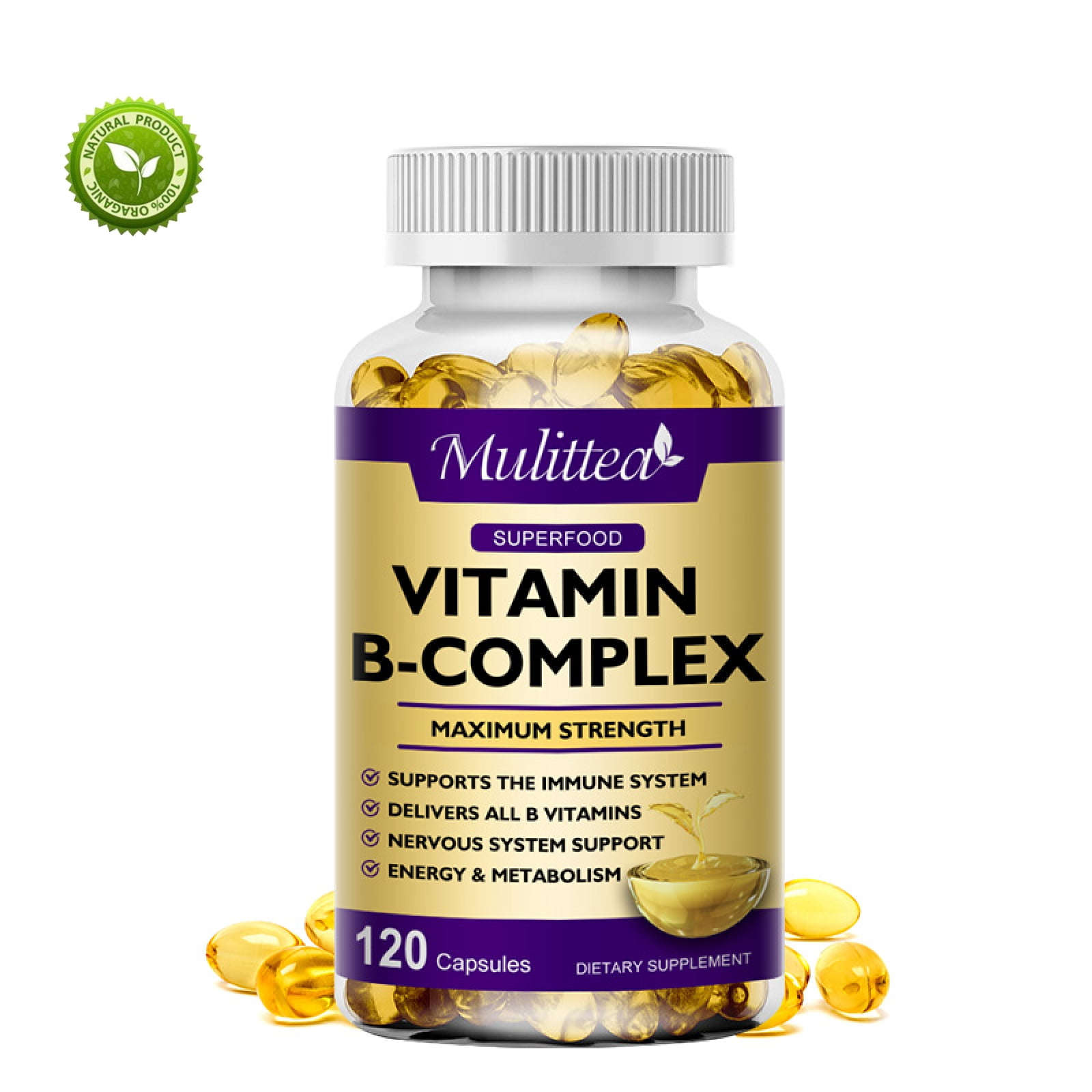 Mulittea Vitamin B-Complex Capsule B12 Metabolism Support Heart Health ...