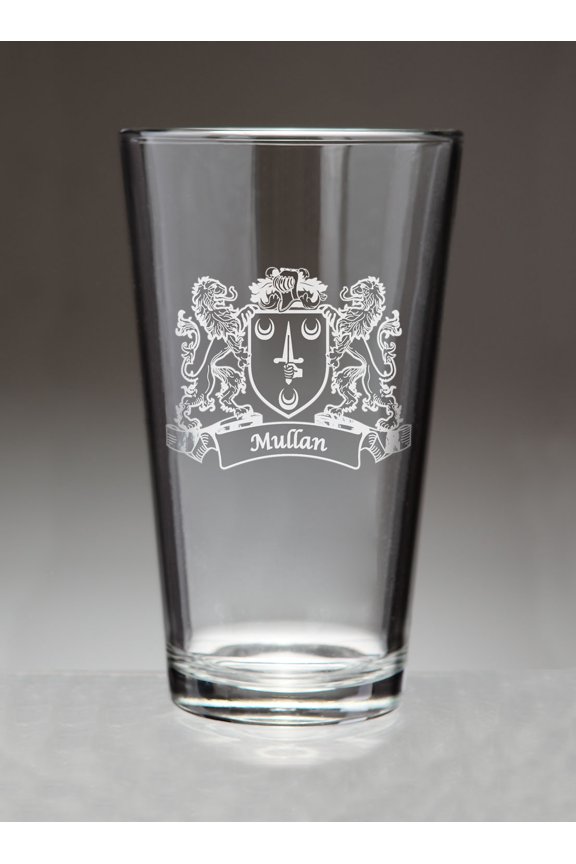 Mullan Irish Coat of Arms Lions Pint Glasses (Sand Etched)