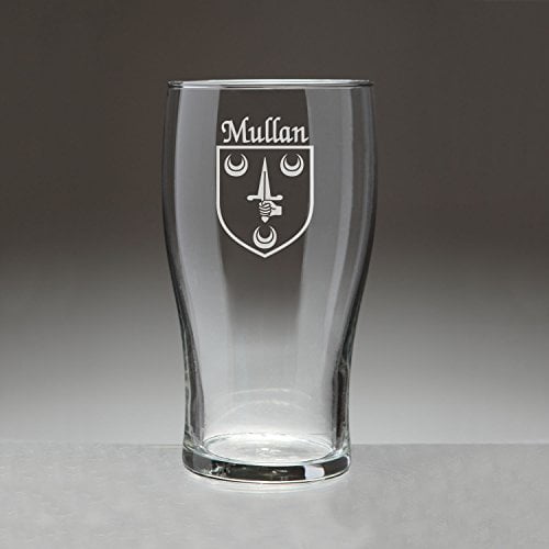Mullan Irish Coat of Arms Tavern Glasses - Set of 4 (Sand Etched)