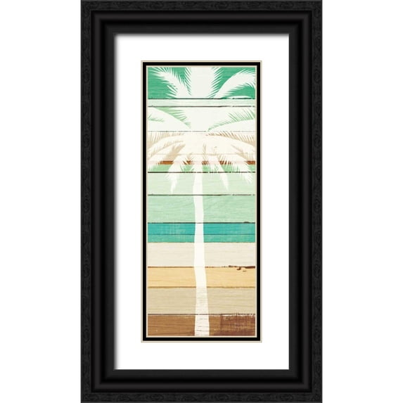 Mullan, Michael 10x18 Black Ornate Wood Framed with Double Matting Museum Art Print Titled - Beachscape Palms IV Green