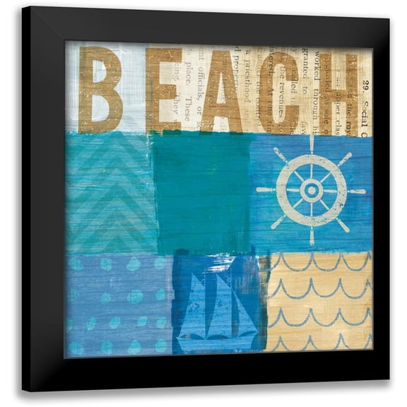 Mullan, Michael 12x12 Black Modern Framed Museum Art Print Titled - Beachscape Collage IV