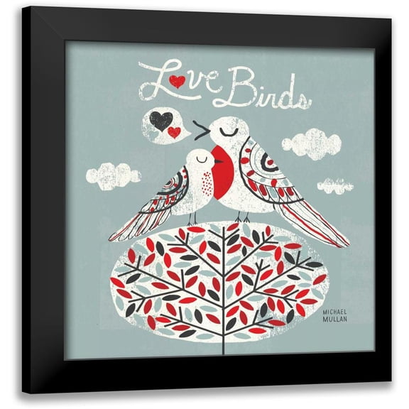 Mullan, Michael 12x12 Black Modern Framed Museum Art Print Titled - Love Birds Square
