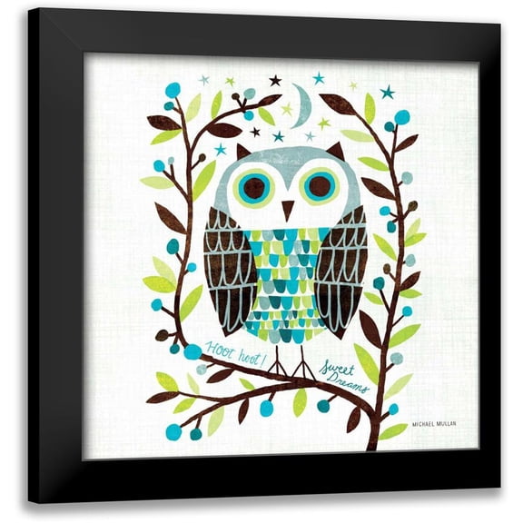 Mullan, Michael 12x12 Black Modern Framed Museum Art Print Titled - Night Owl I Square