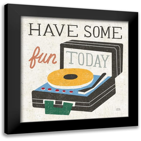 Mullan, Michael 12x12 Black Modern Framed Museum Art Print Titled - Retro Desktop Record Player v2