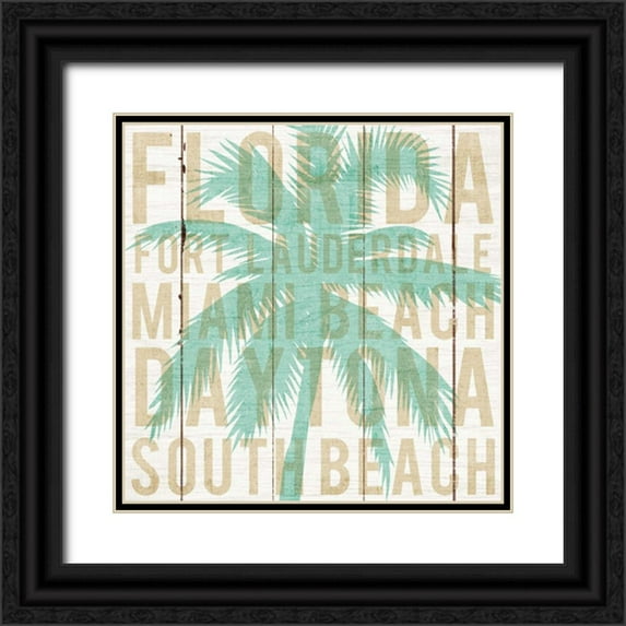 Mullan, Michael 12x12 Black Ornate Wood Framed with Double Matting Museum Art Print Titled - Bon Voyage Florida Palm