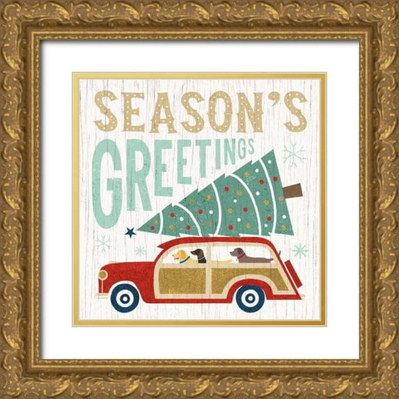 Mullan, Michael 12x12 Gold Ornate Wood Framed with Double Matting Museum Art Print Titled - Holiday on Wheels II